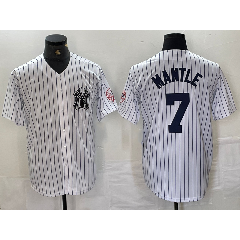 New York Yankees #7 Mickey Mantle Name White AmberGomez With Patch 2024 Cool Base Stitched Jersey