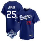 Los Angeles Dodgers #25 Tommy Edman Player Royal AmberGomez World Series Meet Limited Home Stitched Jerseys