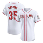Cincinnati Reds #35 Jose Trevino Player White AmberGomez Limited Elite Home Stitched Jerseys