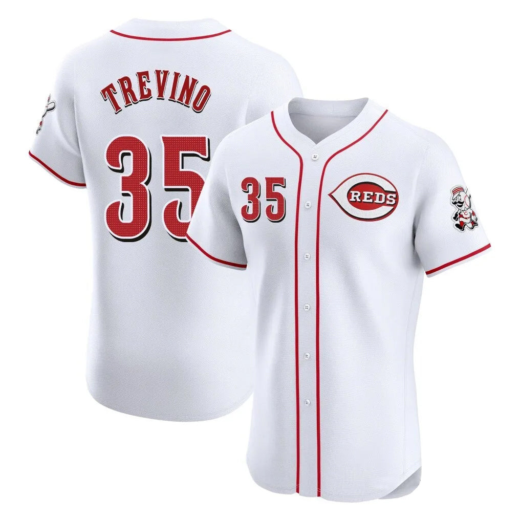 Cincinnati Reds #35 Jose Trevino Player White AmberGomez Limited Elite Home Stitched Jerseys