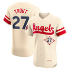 Los Angeles Angels #27 Mike Trout Cream AmberGomez City Connect Elite Player Jersey