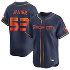 Houston Astros #53 Cristian Javier Player Navy AmberGomez City Connect Home Limited Stitched Jerseys