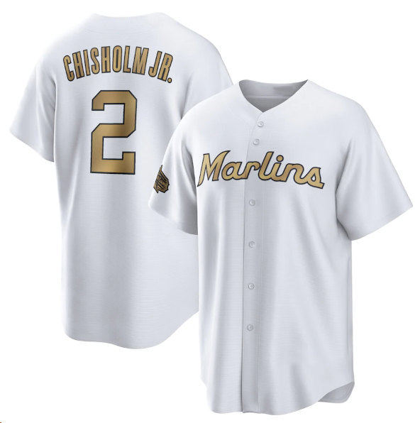 Miami Marlins #2 Jazz Chisholm Jr. White AmberGomez 2022 All-Star Cool Base Stitched Jersey