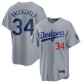 Los Angeles Dodgers #34 Fernando Valenzuela Player Gray AmberGomez Game Home Stitched Jerseys