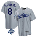 Los Angeles Dodgers #8 Enrique Hern¨¢ndez Player Gray AmberGomez World Series Meet Game Stitched Jerseys