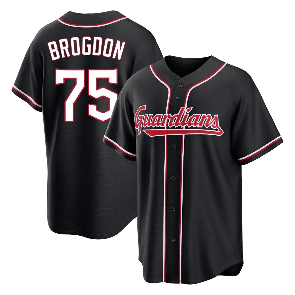 Cleveland Guardians #75 Connor Brogdon Player Black AmberGomez Fashion Out Home Game Stitched Jerseys