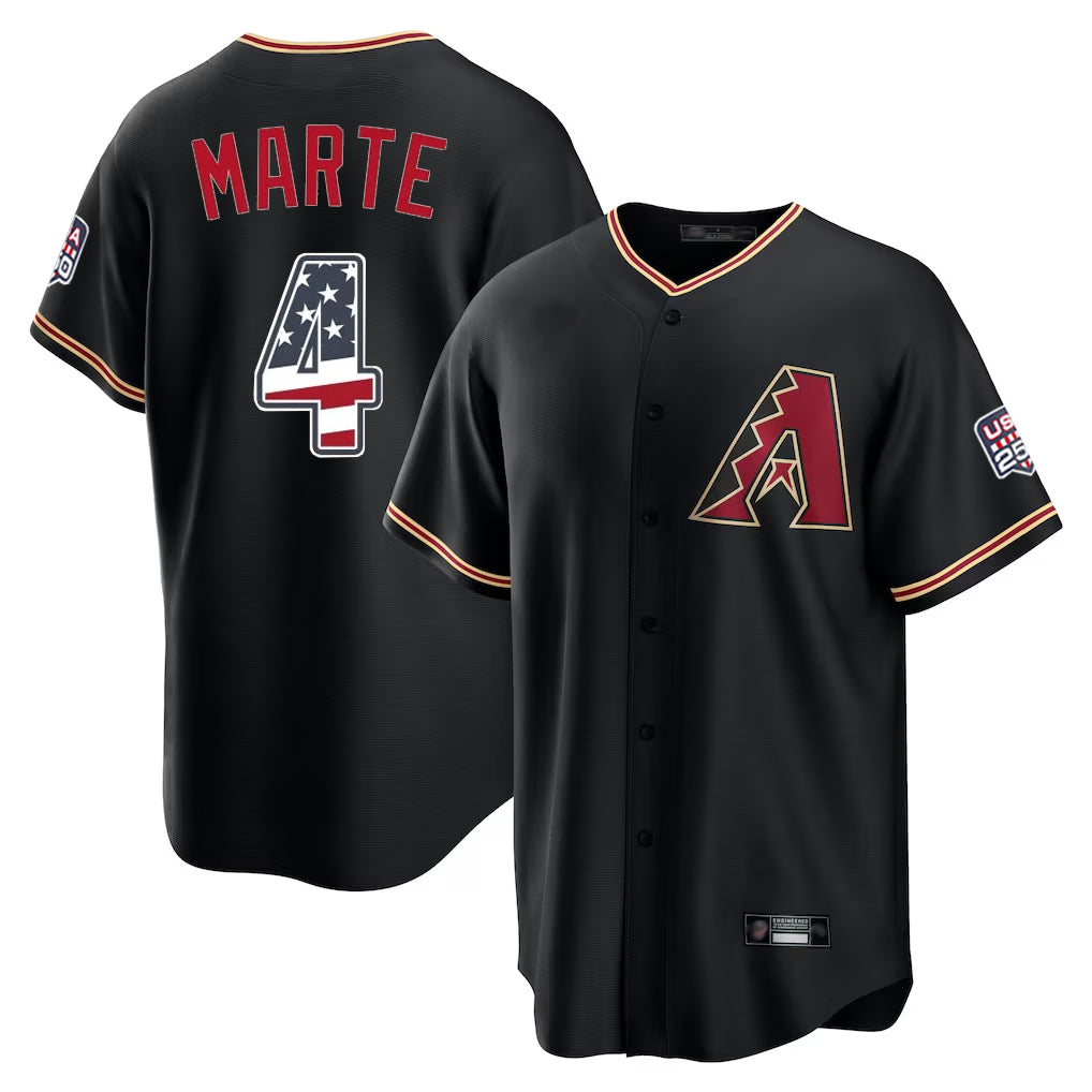 Arizona Diamondbacks #4 Ketel Marte Player Black AmberGomez USA 250 Fourth of July Game Home Stitched Jerseys