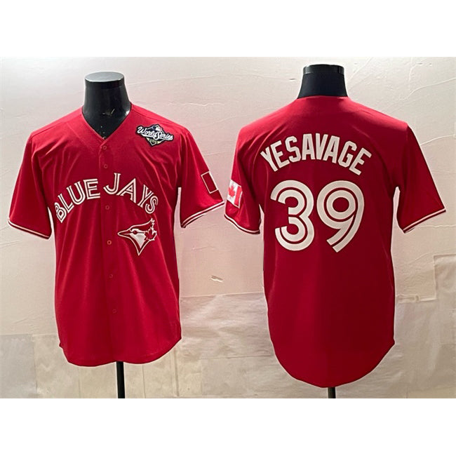 Toronto Blue Jays #39 Trey Yesavage Red AmberGomez 2025 World Series Cool Base Stitched Jersey