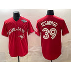 Toronto Blue Jays #39 Trey Yesavage Red AmberGomez 2025 World Series Cool Base Stitched Jersey