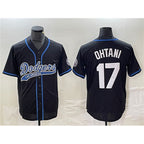 Los Angeles Dodgers #17 Shohei Ohtani Black AmberGomez Cool Base With Patch Stitched Jersey 2