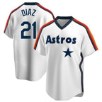 Houston Astros #21 Yainer Diaz Player White AmberGomez Cooperstown Collection T-shirt Stitched Jerseys