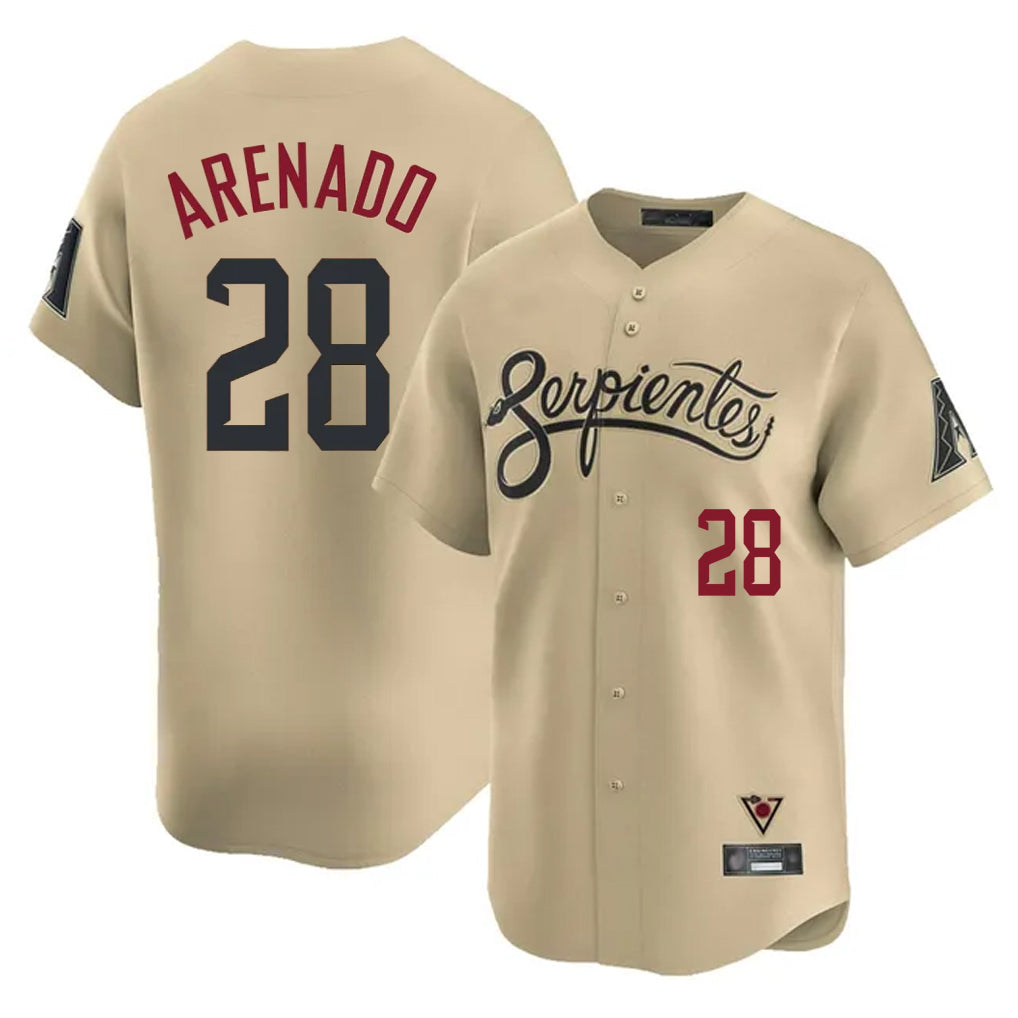 Arizona Diamondbacks #28 Nolan Arenado Player Tan AmberGomez City Connect Limited Home Game Stitched Jerseys