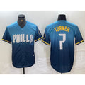 Philadelphia Phillies #7 Trea Turner Blue AmberGomez 2024 City Connect Limited Stitched Jersey
