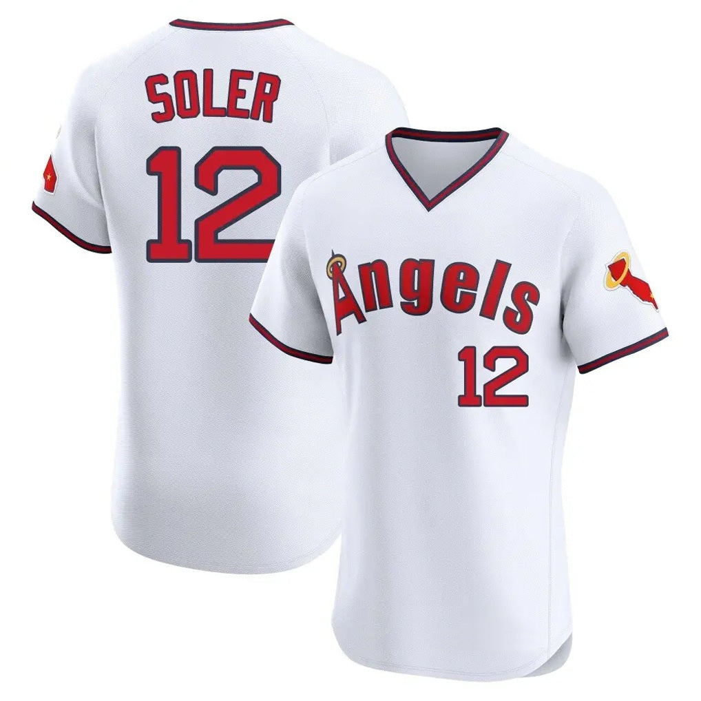 Los Angeles Angels #12 Jorge Soler Player White AmberGomez T-shirt Home Limited Elite Stitched Jerseys