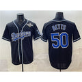 Los Angeles Dodgers #50 Mookie Betts Black AmberGomez Fashion 2025 World Series Cool Base Stitched Jersey