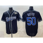 Los Angeles Dodgers #50 Mookie Betts Black AmberGomez Fashion 2025 World Series Cool Base Stitched Jersey