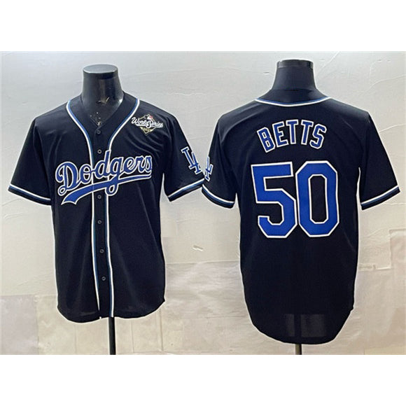 Los Angeles Dodgers #50 Mookie Betts Black AmberGomez Fashion 2025 World Series Cool Base Stitched Jersey