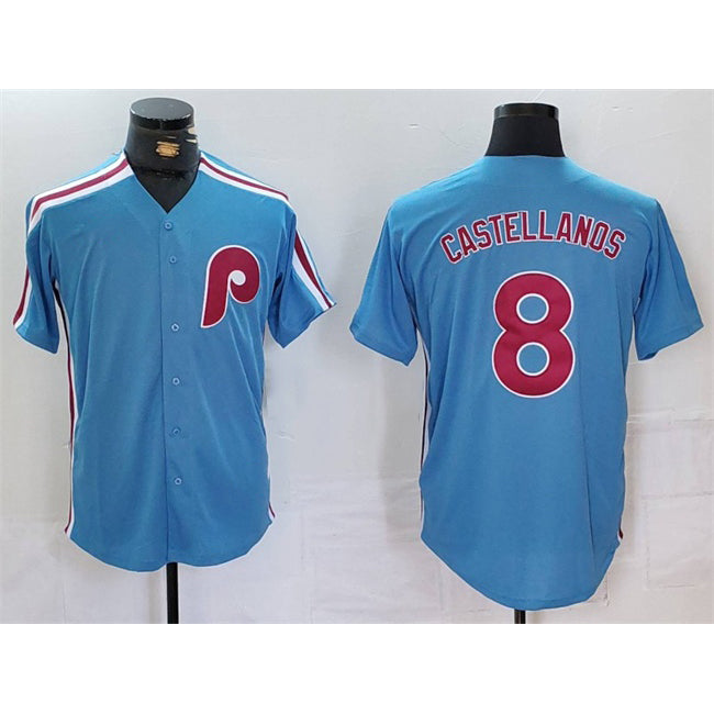 Philadelphia Phillies #8 Nick Castellanos Blue AmberGomez Cool Base Stitched Jersey