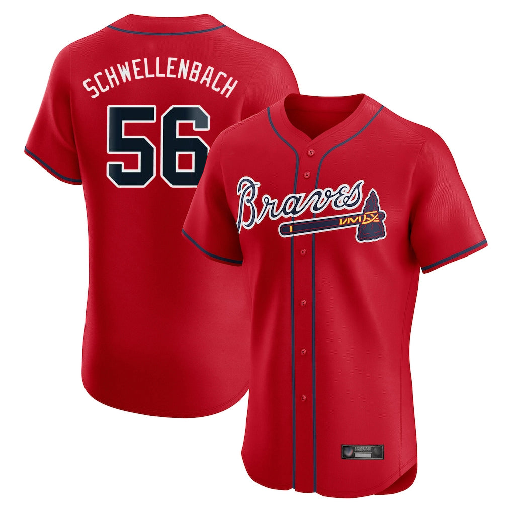 Atlanta Braves #56 Spencer Schwellenbach Player Red AmberGomez Limited Elite Home Game Stitched Jerseys