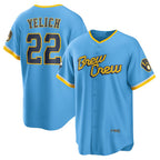 Milwaukee Brewers #22 Christian Yelich Powder Blue AmberGomez City Connect Replica Player Jersey