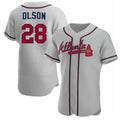 Atlanta Braves #28 Matt Olson Gray AmberGomez Flex Base Stitched Jersey