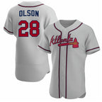 Atlanta Braves #28 Matt Olson Gray AmberGomez Flex Base Stitched Jersey