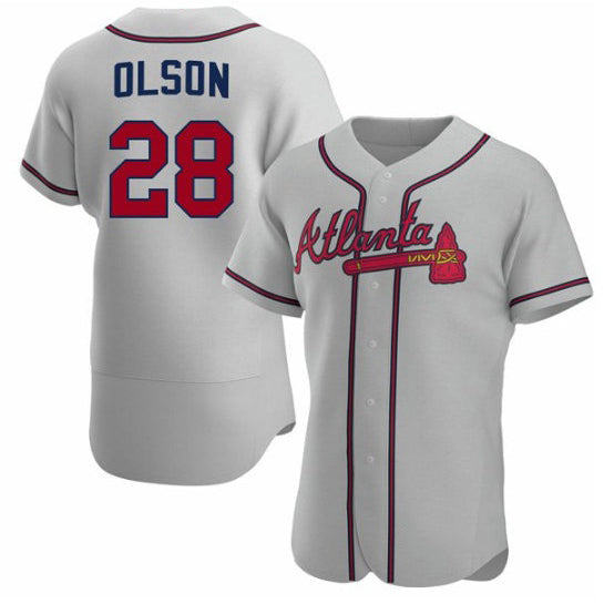 Atlanta Braves #28 Matt Olson Gray AmberGomez Flex Base Stitched Jersey