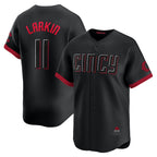 Cincinnati Reds #11 Barry Larkin Black AmberGomez City Connect Limited Player Jersey