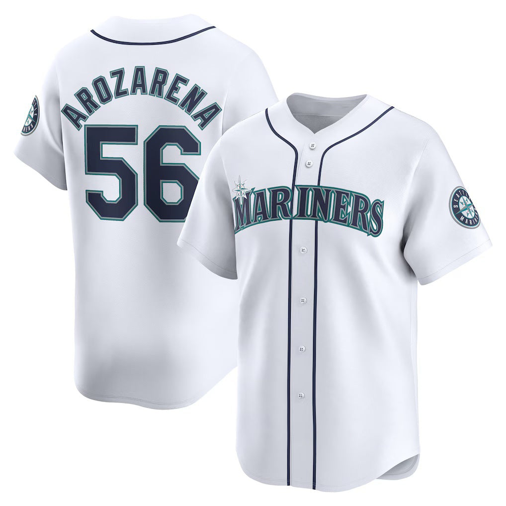 Seattle Mariners #56 Randy Arozarena White AmberGomez Home Limited Player Jersey