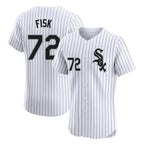 Chicago White Sox #72 Carlton Fisk Player White AmberGomez Stripe Limited Elite Home Stitched Jerseys