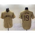 San Diego Padres #19 Tony Gwynn Khaki AmberGomez Team Logo Cool Base Jerseys