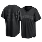 Los Angeles Angels #27 Mike Trout Player Black AmberGomez Pitch Fashion T-shirt Stitched Jerseys