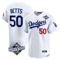 Los Angeles Dodgers #50 Mookie Betts Player White AmberGomez World Series Limited Home Stitched Jerseys