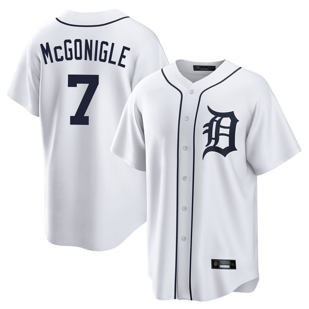 Detroit Tigers #7 Kevin McGonigle Player White AmberGomez Home Game Stitched Jerseys