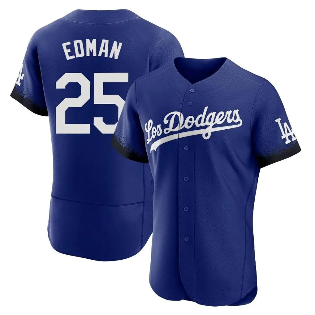 Los Angeles Dodgers #25 Tommy Edman Player Royal AmberGomez City Connect Elite Home Stitched Jerseys