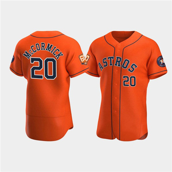 Houston Astros #20 Chas McCormick Orange AmberGomez 60th Anniversary Flex Base Stitched Jersey