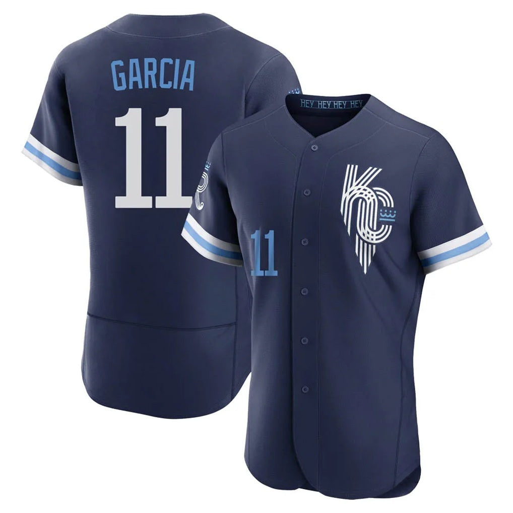 Kansas City Royals #11 Maikel Garcia Player Navy AmberGomez City Connect Limited Elite Home Stitched Jerseys
