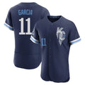 Kansas City Royals #11 Maikel Garcia Player Navy AmberGomez City Connect Limited Elite Home Stitched Jerseys