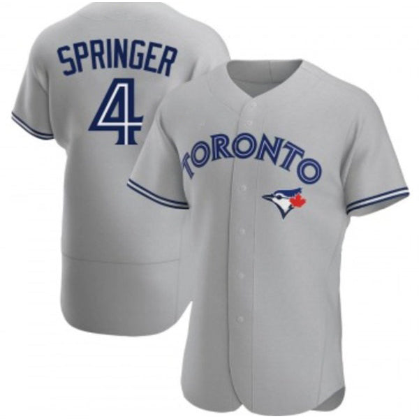 Toronto Blue Jays #4 George Springer Gray AmberGomez Flex Base Stitched Jersey