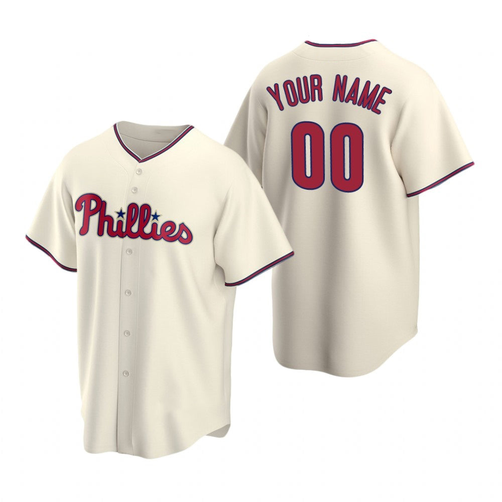Custom Philadelphia Phillies Cream AmberGomez Stitched Cool Base Jersey