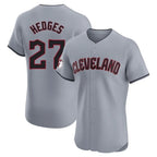 Cleveland Guardians #27 Austin Hedges Player Gray AmberGomez Road Limited Elite Home Stitched Jerseys