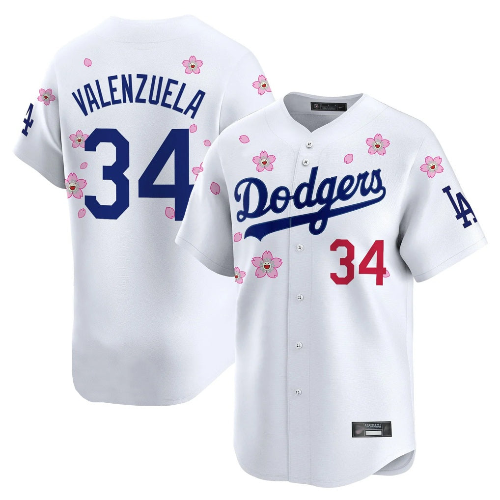 Los Angeles Dodgers #34 Fernando Valenzuela Player White AmberGomez Tokyo Series Vapor Premier Limited Stitched Jerseys