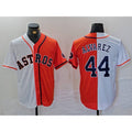 Houston Astros #44 Yordan Alvarez White Orange AmberGomez Split Stitched Jersey