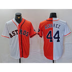 Houston Astros #44 Yordan Alvarez White Orange AmberGomez Split Stitched Jersey