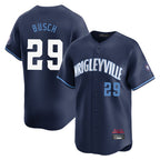 Chicago Cubs #29 Michael Busch Player Navy AmberGomez City Connect Limited Home Stitched Jerseys