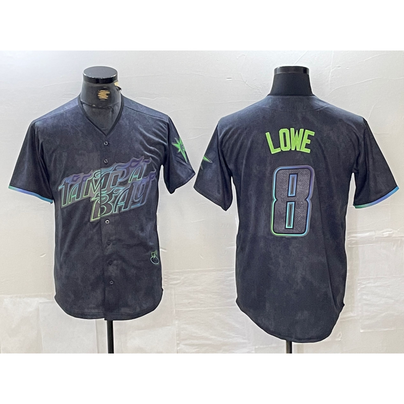 Tampa Bay Rays #8 Brandon Lowe Charcoal AmberGomez 2024 City Connect Limited Cool Base Jersey