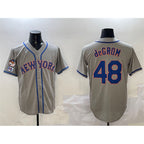 New York Mets #48 Jacob DeGrom Grey AmberGomez 2025 Spring Training Cool Base Stitched Jersey