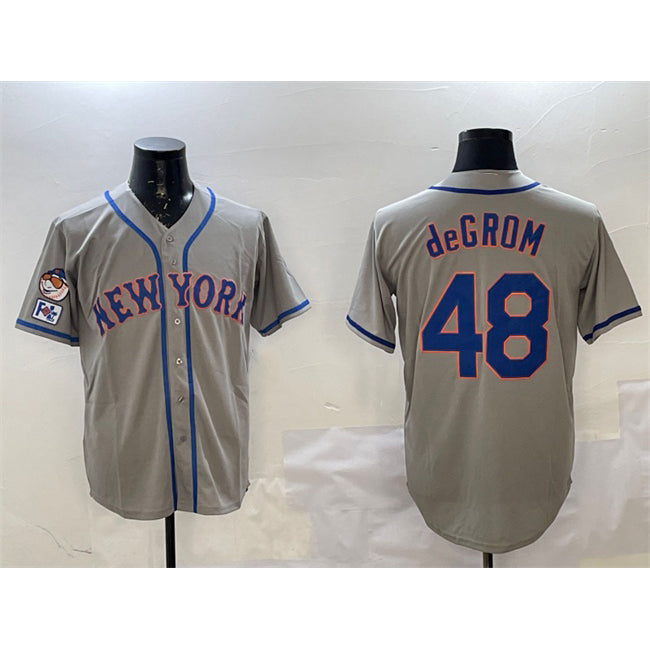 New York Mets #48 Jacob DeGrom Grey AmberGomez 2025 Spring Training Cool Base Stitched Jersey