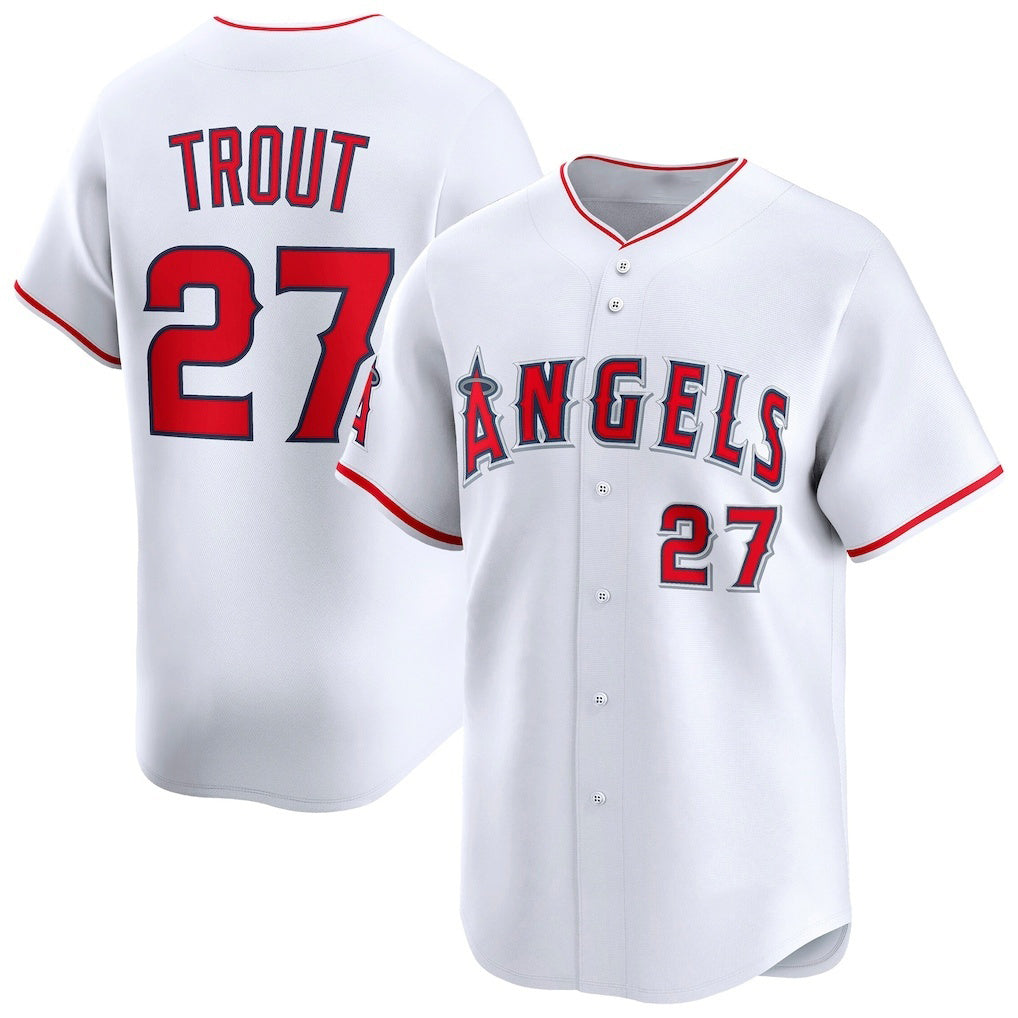 Los Angeles Angels #27 Mike Trout White AmberGomez Home Limited Player Jersey