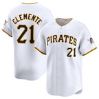 Pittsburgh Pirates #21 Roberto Clemente White AmberGomez Home Limited Stitched Jersey